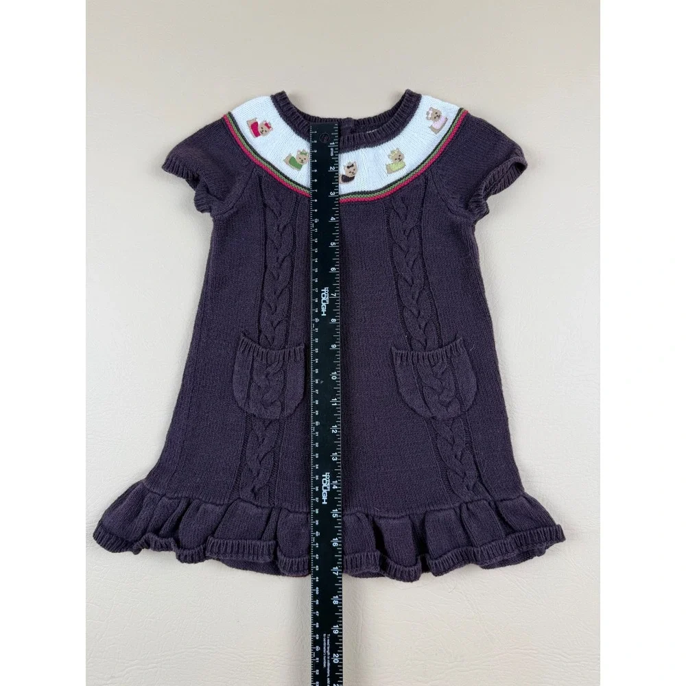 Preppy Cottagecore Sweater Dress Embroidered Teddy Bear 2T Gymboree